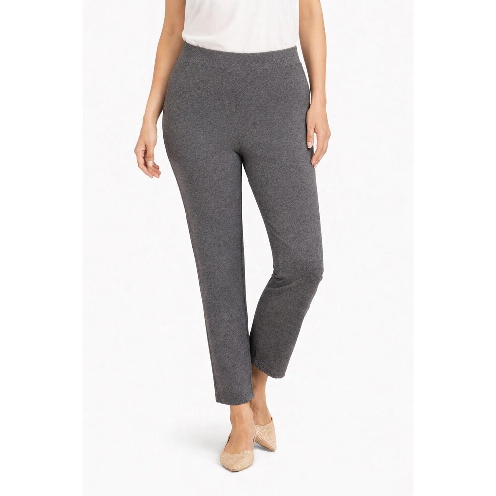 Quince Gray Pull On Pants Womens Straight Leg Size L Petite Stretch  Work Career